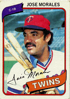 José Manuel Morales was a master pinch-hitter. In 1976, he made his big-league reputation with 25 base hits in this role. This single-season record stood ... - MoralesJose
