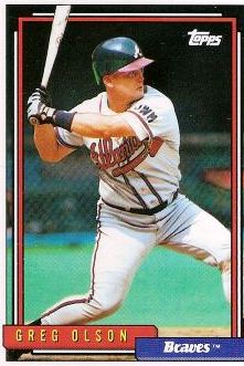  1992 Score #474 Greg Olson NM-MT Atlanta Braves Baseball MLB :  Collectibles & Fine Art